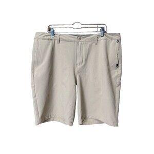 Quiksilver Amphibian Shorts Men 38 Tan Flat Front Zip Pocket 9'' Outdoor Active